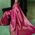 Rani pink satin woven saree with blouse