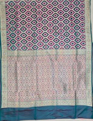 Rama green satin woven saree with blouse 2