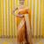 Mustard satin woven saree with blouse