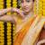 Mustard satin woven saree with blouse