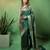 Rama-green satin woven saree with blouse