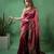 Maroon satin woven saree with blouse