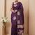 Purple ethnic motifs zari silk blend handloom banarasi saree