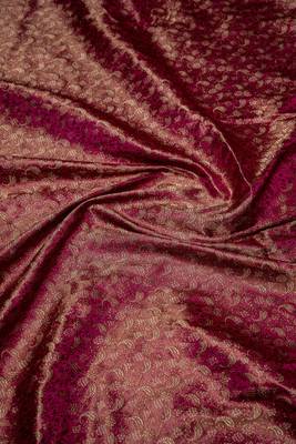 Maroon satin woven saree with blouse 5