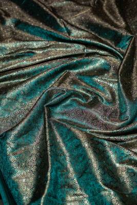 Rama-green satin woven saree with blouse 5