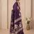 Purple ethnic motifs zari silk blend handloom banarasi saree