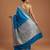 Peacock blue satin woven saree with blouse