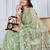 Olive embroidered work saree with blouse piece