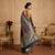 Rama green satin woven saree with blouse