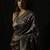 Rama green satin woven saree with blouse