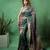 Rama-green satin woven saree with blouse