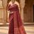 Rust blended cotton woven saree with blouse