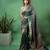Rama-green satin woven saree with blouse