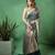 Rama-green satin woven saree with blouse