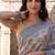 Grey-cream blended cotton woven saree with blouse