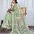 Olive embroidered work saree with blouse piece