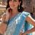 Sky blue blended cotton woven saree with blouse