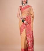Mustard woven design zari saree with unstitched blouse