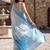 Sky blue blended cotton woven saree with blouse