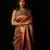 Rust satin woven saree with blouse