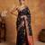 Black katan silk woven saree with blouse
