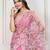 Pink embroidered work saree with blouse piece