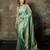 Pista-green satin woven saree with blouse