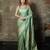 Pista-green satin woven saree with blouse