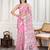 Pink embroidered work saree with blouse piece