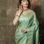 Pista-green satin woven saree with blouse