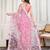 Pink embroidered work saree with blouse piece