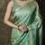 Pista-green satin woven saree with blouse