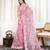 Pink embroidered work saree with blouse piece