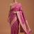 Lavender satin woven saree with blouse