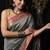 Grey silk blend woven saree with blouse