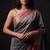 Grey silk blend woven saree with blouse