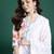 White printed linen kurta trouser dupatta set