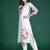 White printed linen kurta trouser dupatta set