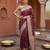 Maroon satin woven saree with blouse