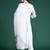 White printed linen kurta trouser dupatta set