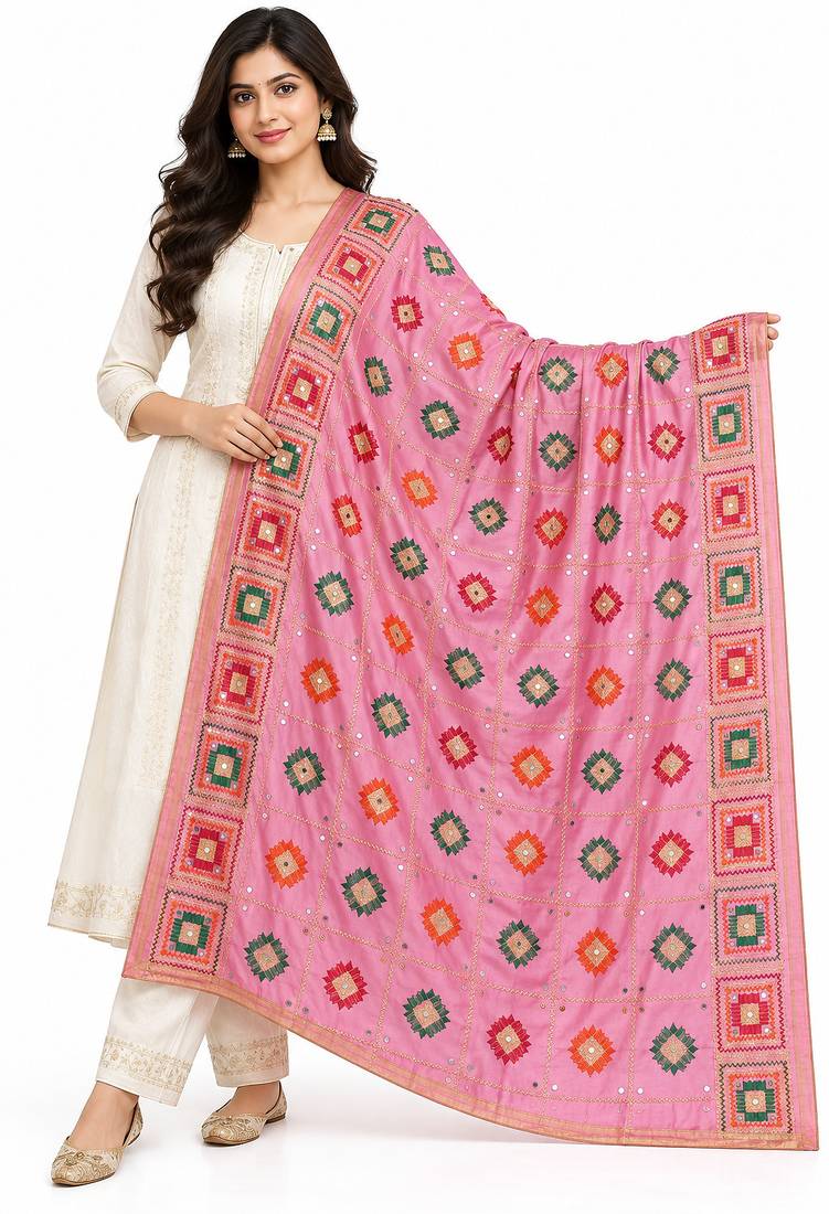 Pink chinon silk
