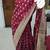Maroon satin woven saree with blouse