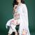 White printed linen kurta trouser dupatta set