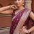 Maroon satin woven saree with blouse
