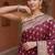 Maroon satin woven saree with blouse