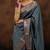 Grey katan silk woven saree with blouse