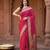 Red satin woven saree with blouse