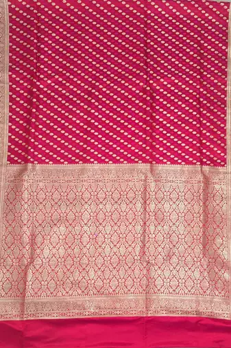 Red satin woven saree with blouse