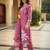 Mauve embroidered silk blend kurta trouser dupatta set