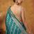 Teal blue katan silk woven saree with blouse